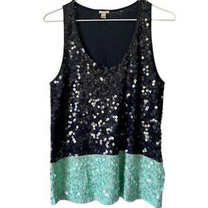 J Crew Sequins Color Block Tank Top Women's Small